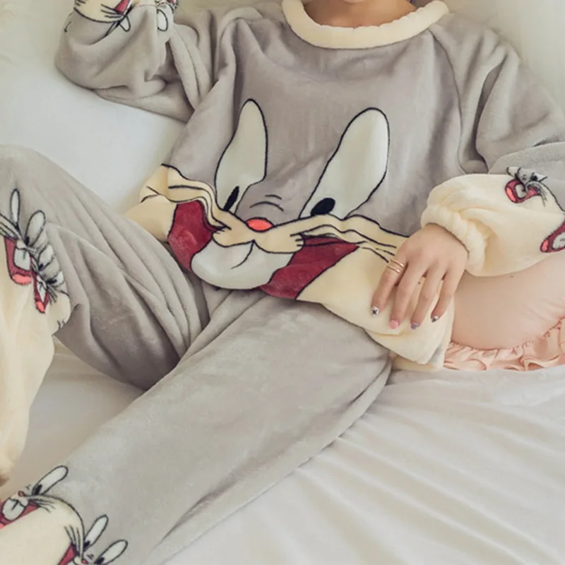 2019 женская пижама наборы весна лето длинный рукав тонкий рисунок милая одежда