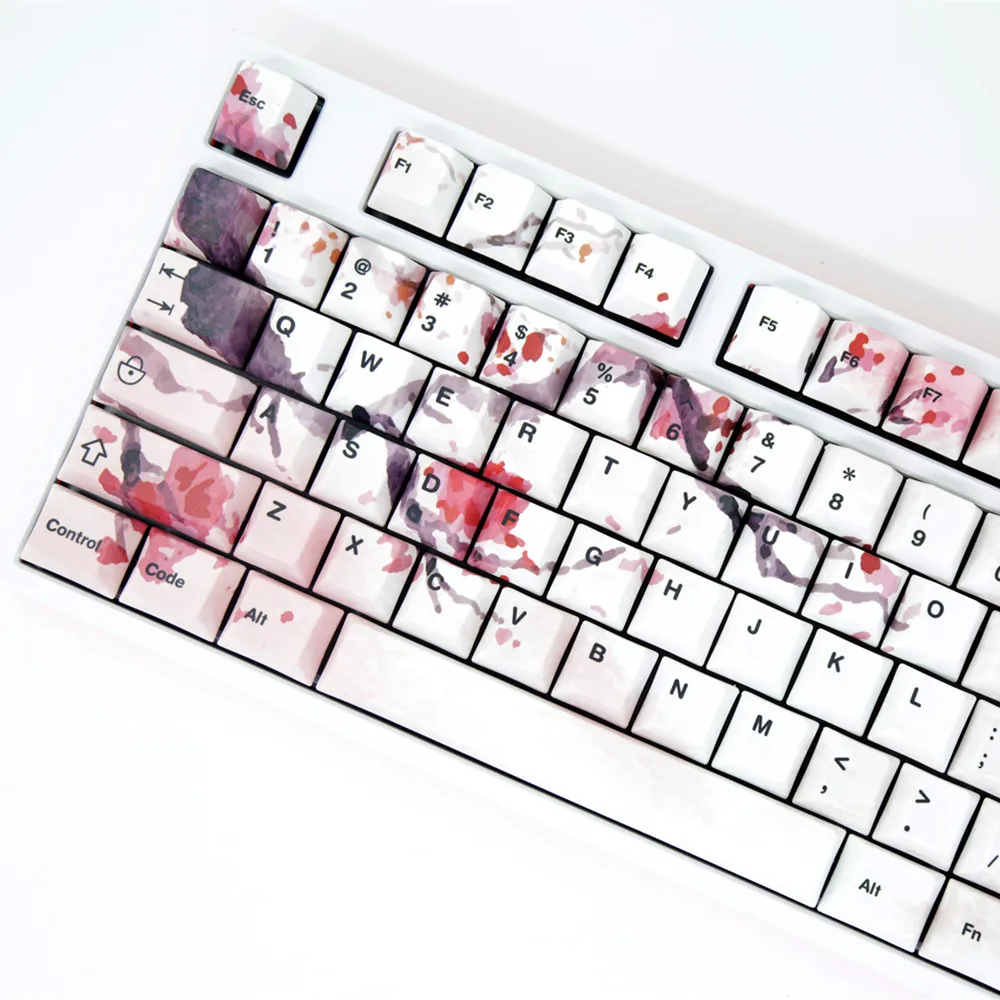 Cherry Blossom Keycaps Full Set Mechanical Keyboard Keycaps PBT 5 Face  Dye-Sublimation Keycap For All Sakura Keycap Set