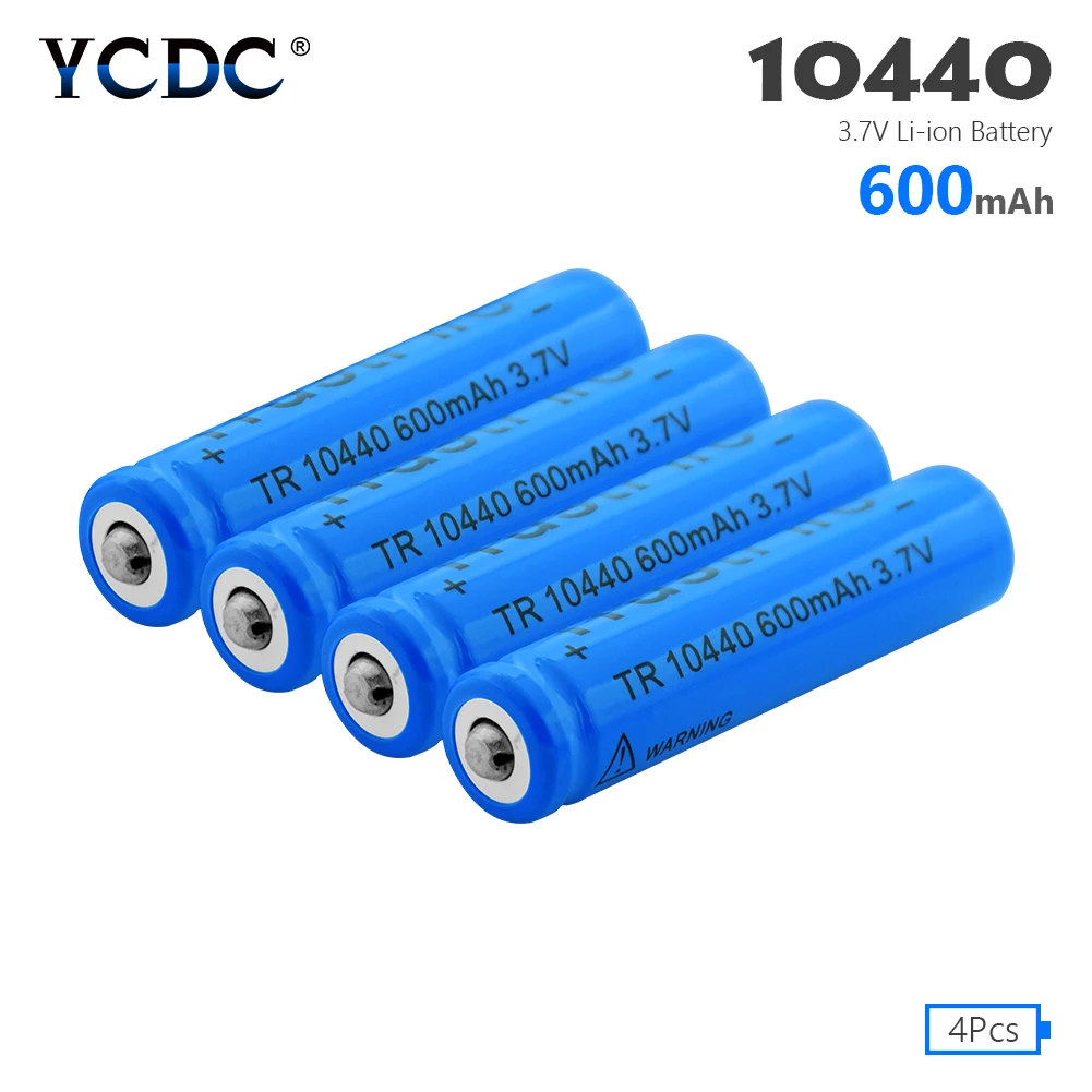 2/4/8 шт 3 7 V 10440 600mAh литий ионные аккумуляторы аккумуляторные батареи для фонарь