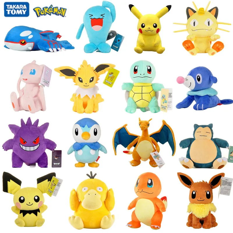 Original Pokemon Anime Figures Pikachu Charmander Eevee Vulpix Kyogre Mew Psyduck Plush Toy Pet Action Model Kids Christmas Gift