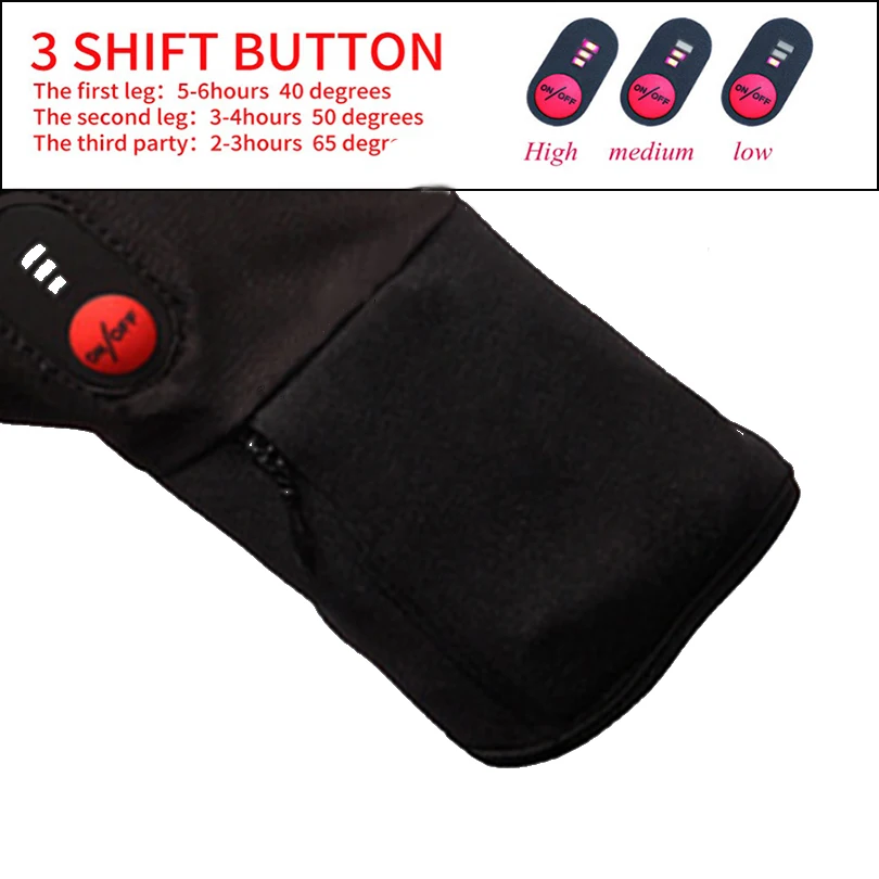Спасителя 7 4 V 3 уровней Электрический Перезаряжаемые перчатки с подогревом