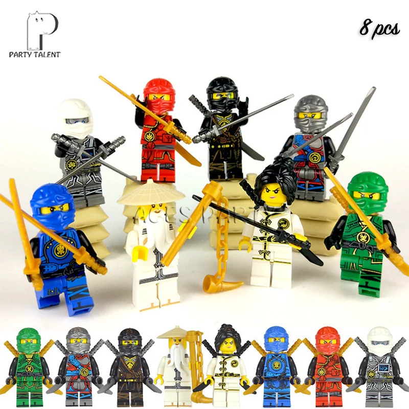 8pcs finger toy set Мальчики Дети Ninjagoing тема посуда для вечеринки в честь Дня Рождения шар конфеты коробка флаг тарелка чашка соломы кисточкой вечерние принадлежности - Цвет: 8pcs finger toy set