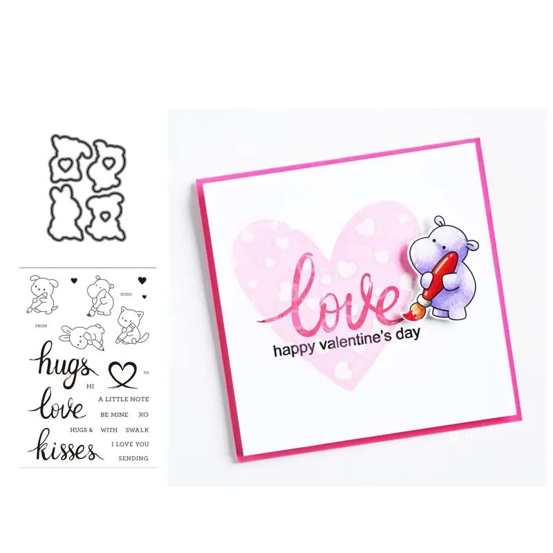 

Animal Love notes Metal Cutting Dies and Stamps Stencil for Scrapbooking photo album Embossing Decorative DIY Paper Cards