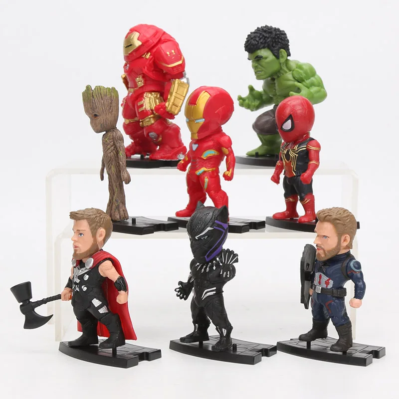 8 единиц/набор игрушки Marvel 8-10 см Железный человек танос Человек-паук халкбастер