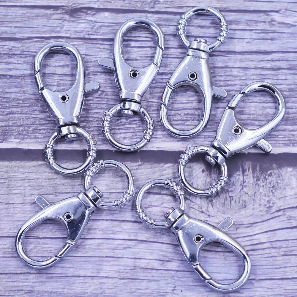 

2Pcs Lobster Clasps For Key Rings Key Chain Zinc Metal Alloy Silver Tone Fashion Jewelry DIY Findings 53mm