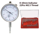 Индикатор циферблата, тестовый наконечник 0-10 мм, 22 шт., стальной циферблат, индикатор точки, набор наконечников резьбы M2, 5 для циферблата и тестовых индикаторов