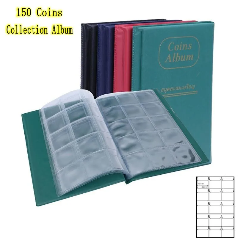 

150 Pieces Coins Storage Book Commemorative Coin Collection Album Holders Collection Volume Folder Hold Multi-Color Empty Coin