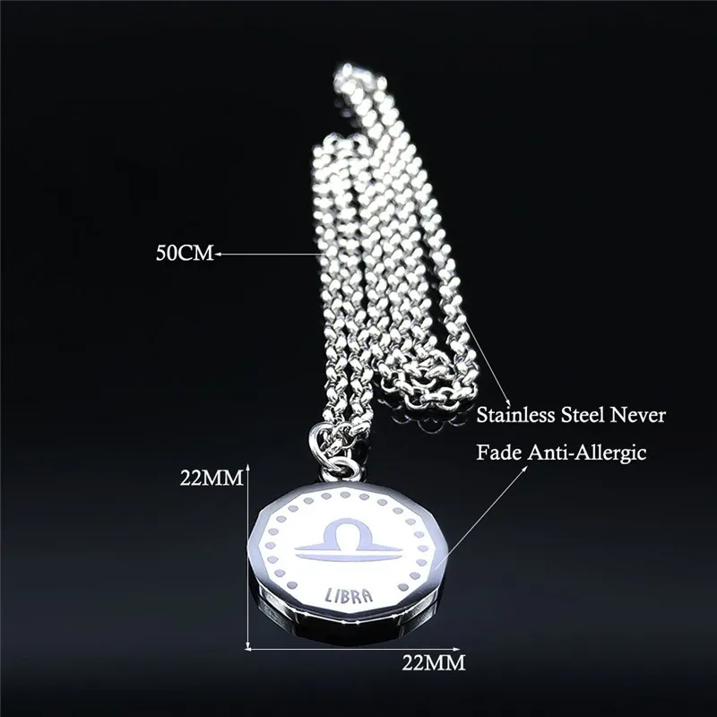 

Punk Libra Astrology Stainless Steel Chokers Necklaces Silver Color Pendant Necklace Women/Men Jewelry colgante mujer NXS02