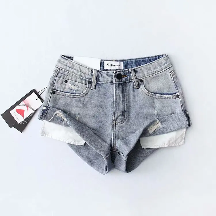 

short jeans women shorts women summer 2020 new flanging denim shorts ins retro small A-line Leggings chic hot short jeans