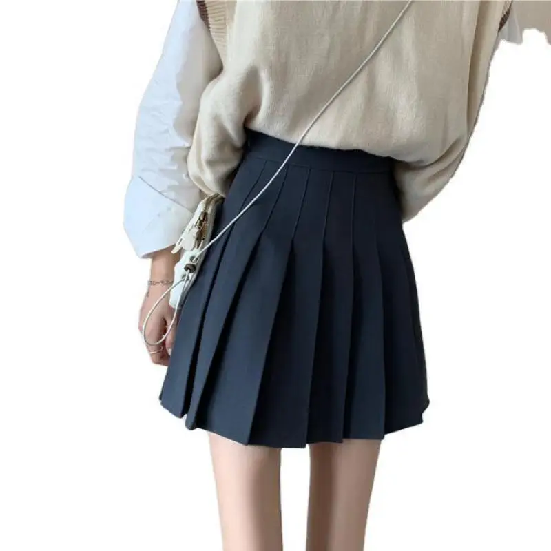 

2021 Summer New Arrivals High Waist Slim Simple Black Short Skirt All-match Casual Women A-line Mini Pleated Skirt Free Shipping