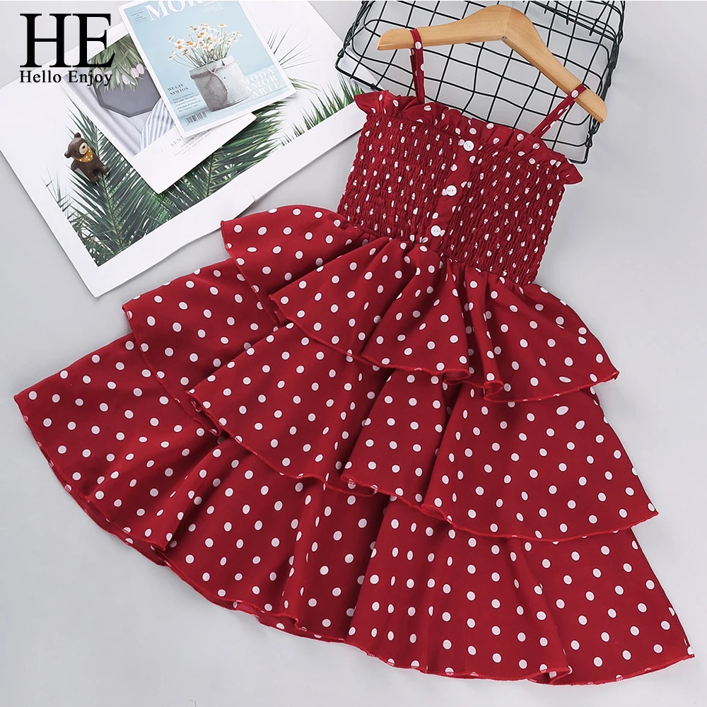 HE Hello Enjoy/новое летнее платье для девочек Пляжное красный костюм вечерние платья