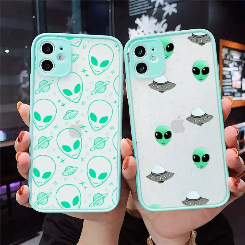 

Fashion E.T. Alien Phone Case For iPhone 13 12 11 Mini Pro XR XS Max 7 8 Plus X Matte transparent blue Back Cover