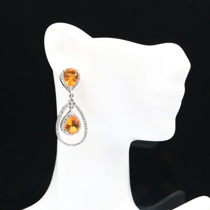 

Серьги из серебра 9,7 пробы с фианитом, 42x17 мм