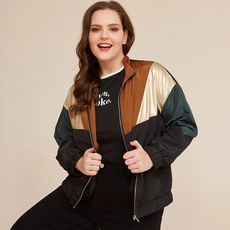 Женская куртка контрастных цветов Siskakia повседневная черная с прострочкой пальто