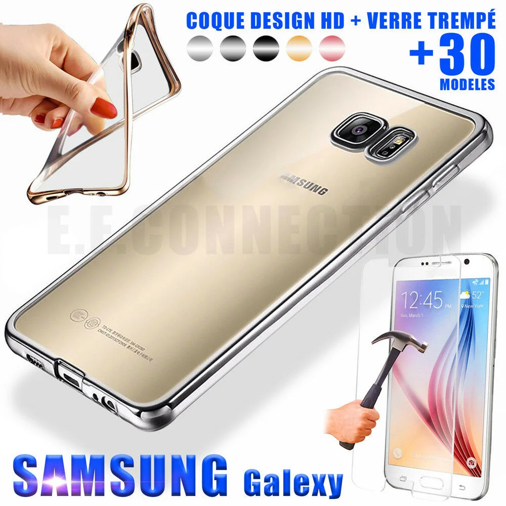 

COQUE HOUSSE DORURE For SAMSUNG S6 S7 J3 J5 J7 A7 A5 Note 8 + FILM VERRE TREMPE