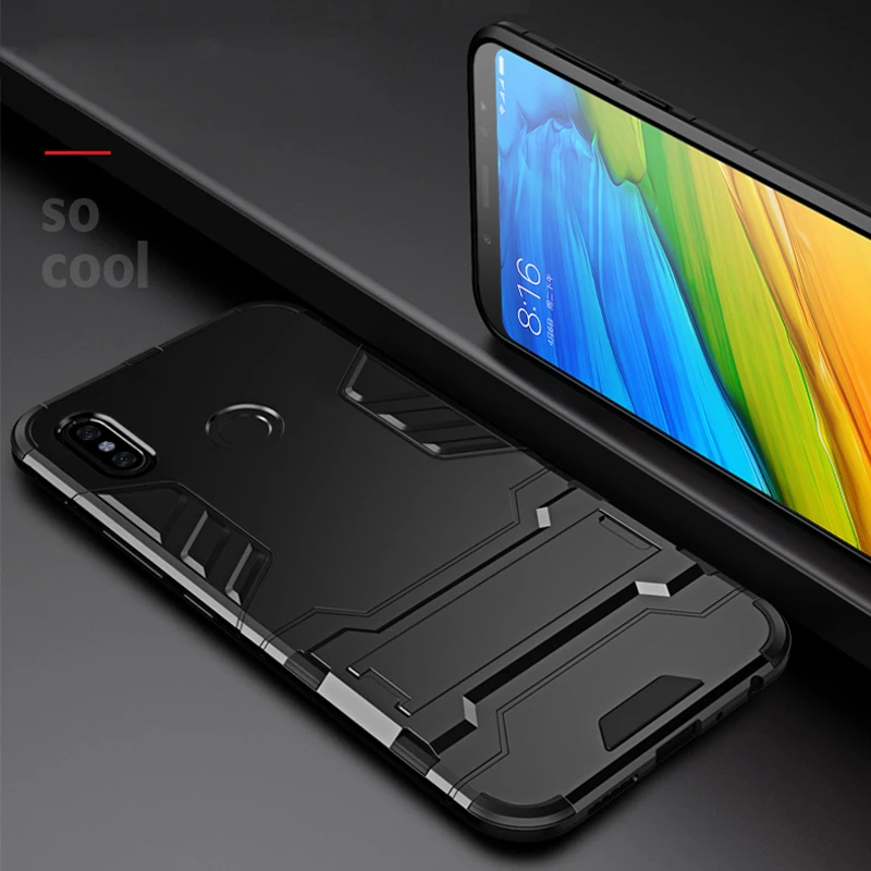 Armor Case for XIAOMI Redmi Note 5 Pro Holder Cases PC+Silicone Hard Anti-knock Shockproof Kickstand Back Cover Shell Stand | Мобильные