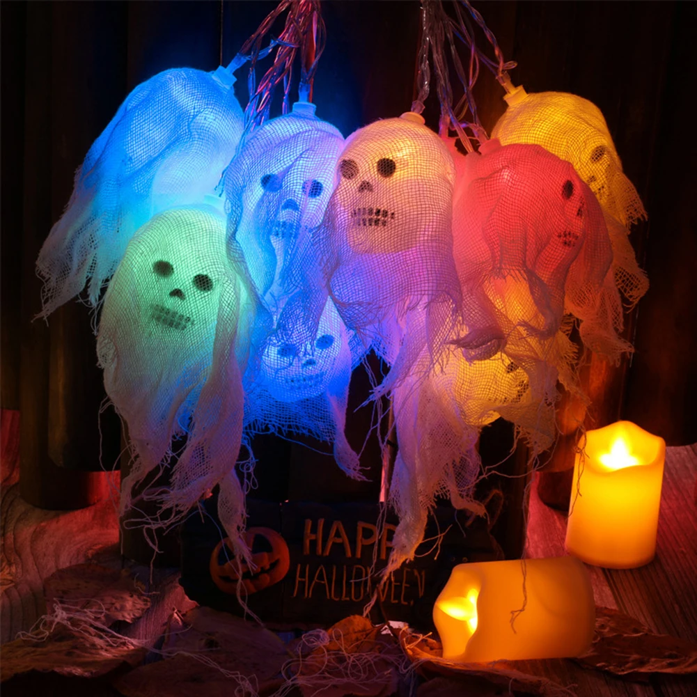 

Halloween LED Light String Ghost Skull Color Star Lighting Lamp Waterproof Horror Atmosphere Lantern Lighting Lanyard