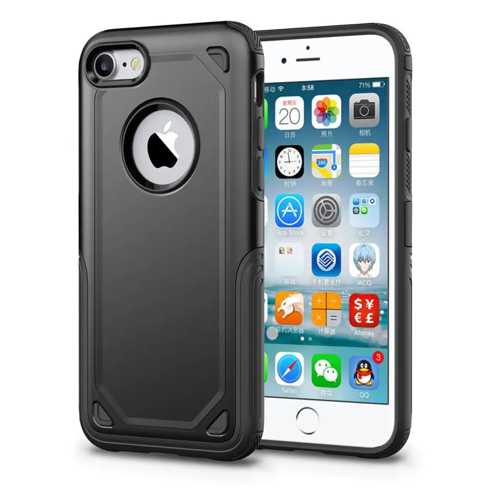 Военный противоударный армированный чехол для телефона iPhone X XS 11 Pro Max XR 7 8 6 6S Plus, гибридный ПК+ ТПУ тонкий прочный защитный чехол - Цвет: Черный