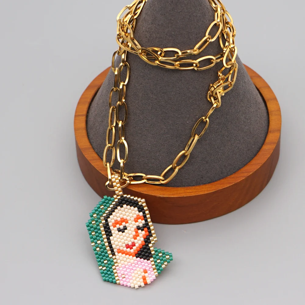 Miyuki Necklace Chain Jewellery Virgin Mary Pendant Necklaces For Women Gift Stainless Steel Chains Jewelry Wholesale | Украшения и