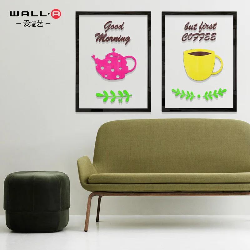 WS50 Morning time modern minimalist restaurant 3D acrylic wall paste dining room background small fresh Nordic | Дом и сад