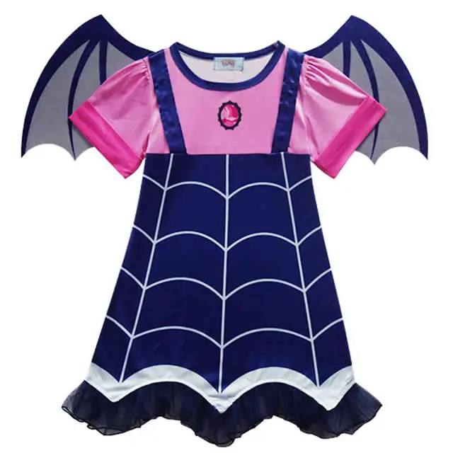 Vampirina Dress B Костюм вампирина с крыльями для девочек; детская одежда для ролевых игр с героями мультфильмов; Детские вечерние Карнавальные Платья вампира на Хэллоуин - Цвет: Vampirina Dress B