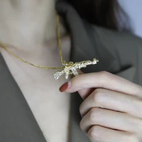 fashion choker necklaces for women 2021 gun pendant crystal rhinestone chain necklace women men punk chains jewelry gift sale
