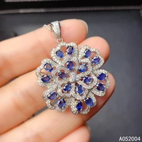 kjjeaxcmy fine jewelry 925 sterling silver inlaid natural sapphire female miss girl woman new pendant necklace classic