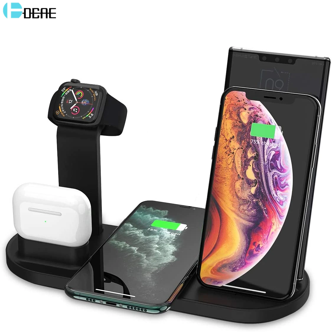 

6 in 1 Wireless Charger for iPhone 14 13 12 11 XS XR X 8 Samsung S22 Type C Fast Charging Station Dock For Apple Watch Airpods 3