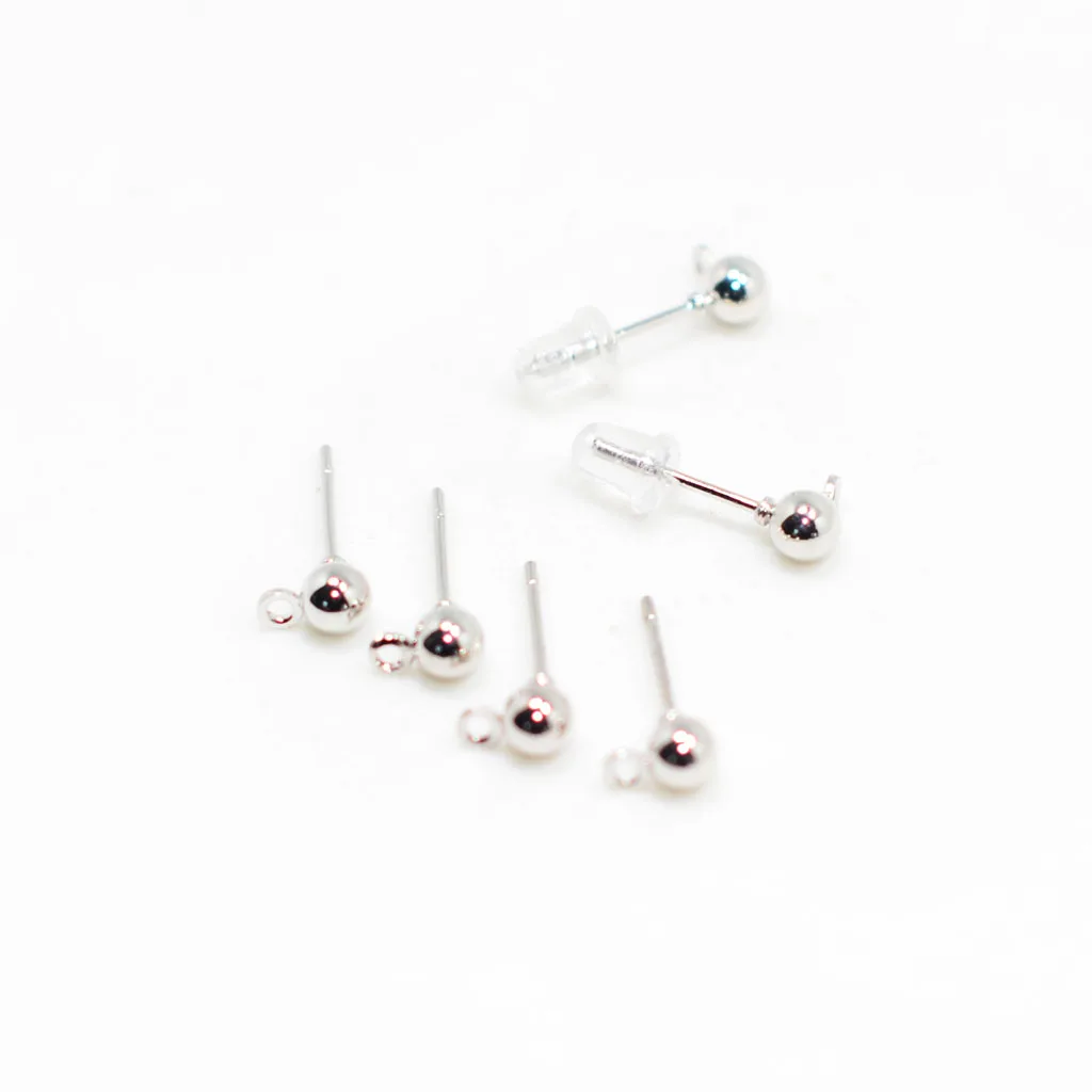 

100pcs Earring Posts Earstud Ball Head for DIY Jewelry Making Gold/White K