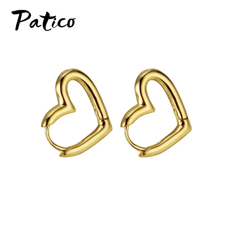 Женские серьги-кольца из серебра 100% пробы с сердечками