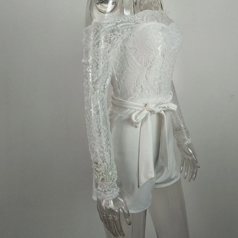 Женский сексуальный однотонный комбинезон с открытыми плечами и длинным