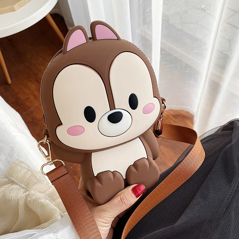 Женская сумка мессенджер из мягкого силикона с мультяшным медведем|Сумки