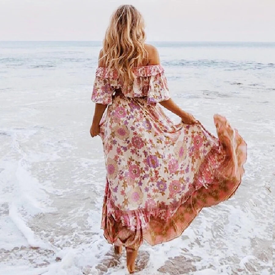 TEELYNN комплект из двух предметов в стиле бохо женские платья розовый цветочный