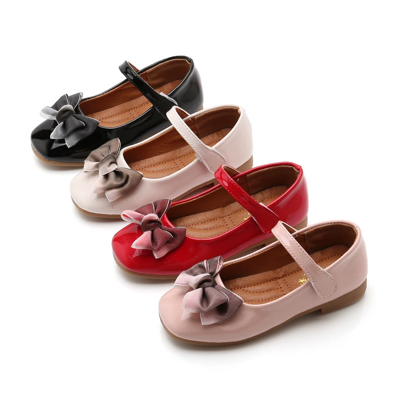 

Spring Autumn Baby Girls Shoes Bow For Kids Children School Black Leather Shoes For Student Dress Shoes Girls Large size