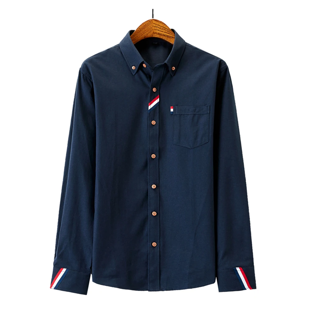 

2021 Mens TB Classic Luxury Stripe Shirts Solid Oxford Button Up Casual Blouse Tops Shirt Formal Business Sleeve Shirts