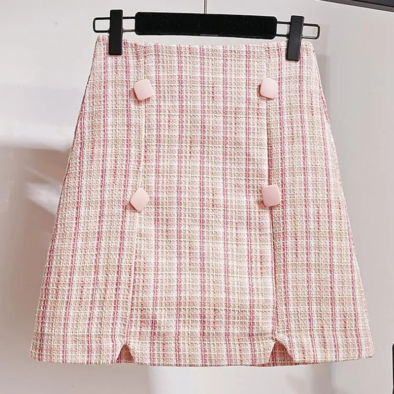 

Women 2020 Autumn Winter Plaid Mini Skirt 2 Pieces Suit Female Casual Sweet Two Piece Outfits Ladies V-Neck Sweater Sets N272