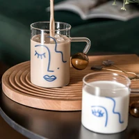 simple high borosilicate drinkglass water cup cute creative art heat resistant coffee milk mug home decoration kitchen tableware