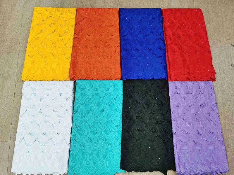 

Alisa Latest african lace fabric with stoen nigerian dry lace 100% cotton french voile lace swiss lace 5 yards/piece for dresses