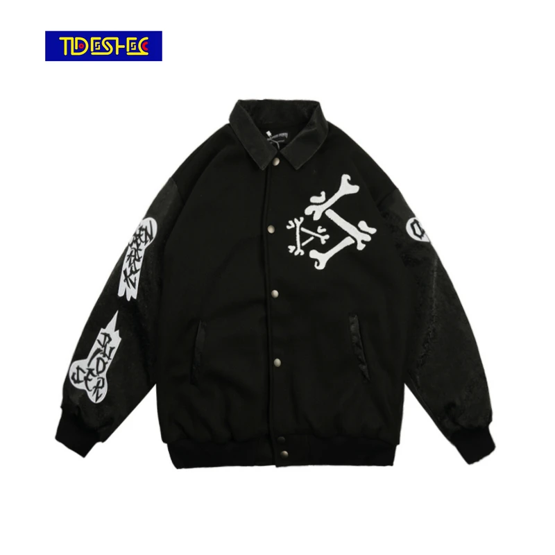 

Уличная одежда в стиле хип-хоп, куртка с вышивкой и принтом скелета, мужская куртка, пальто, 2021, Повседневная зимняя куртка, верхняя одежда из...