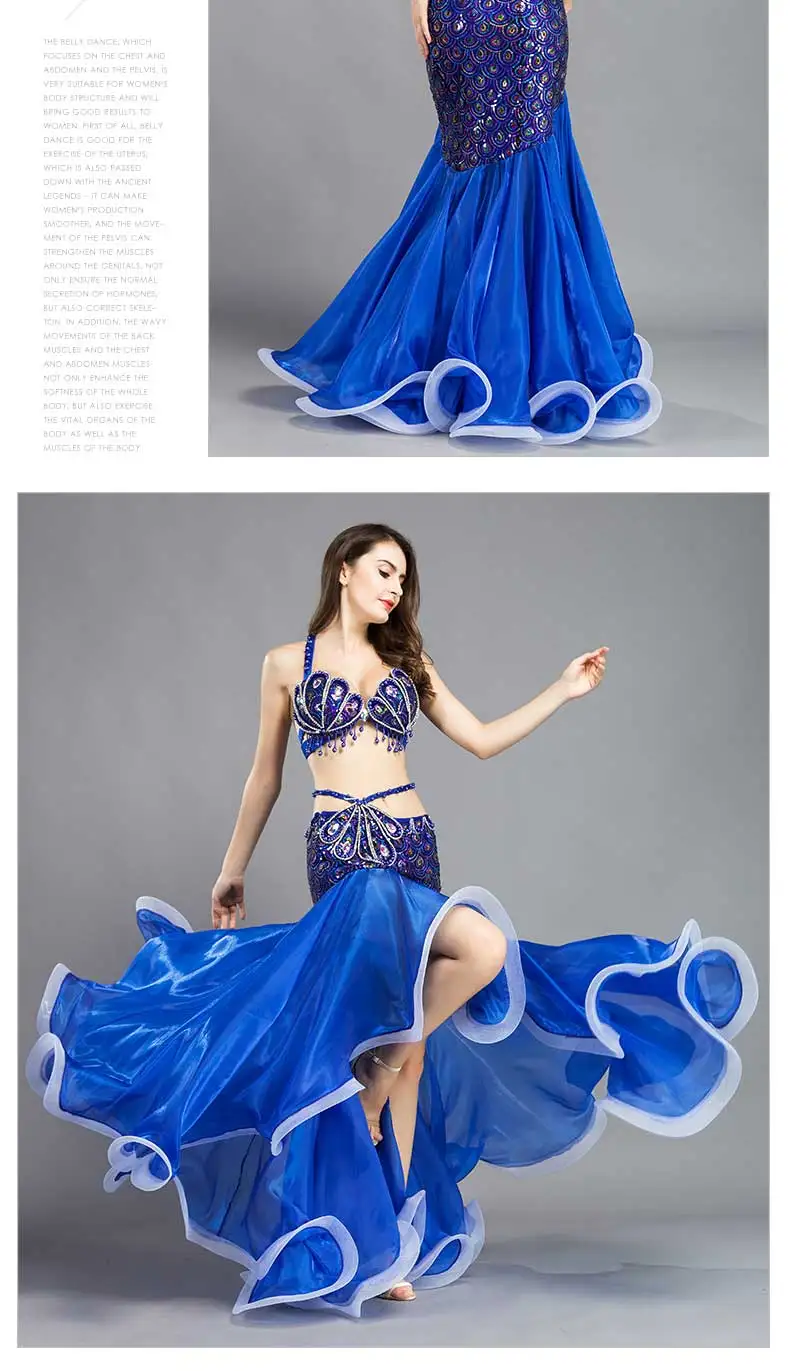 Профессиональный Bellydance сценический костюм набор костюма для танца живота Павлин блестки красивая сексуальная одежда для танца живота