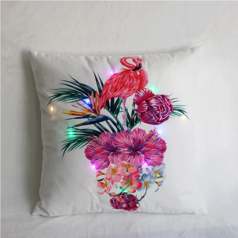 Светодиоидная подушка крышка Творческий цветочных растений пальмовых листьев