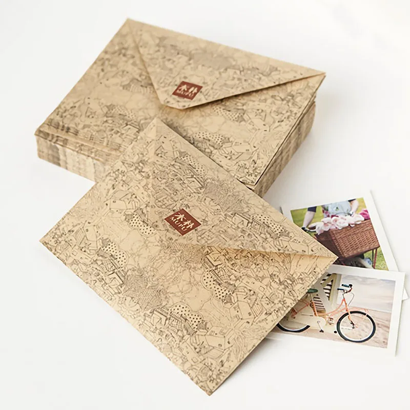 Конверты из крафт бумаги с красивым принтом 10 шт.|Открытки и приглашения| |