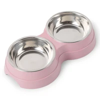 double pet bowls cat food water feeder stainless steel pet drinking dish feeder cat puppy feeding supplies small dog accessories