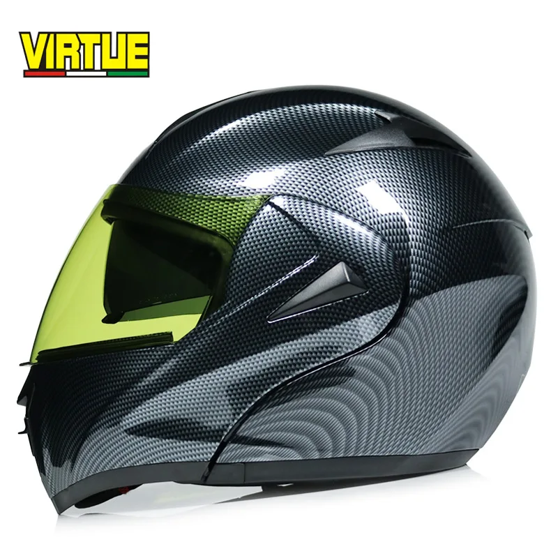 

Electric motorcycle helmet imitates carbon fiber, decal dot cross country helmet double lens uncovering helmet running helmet