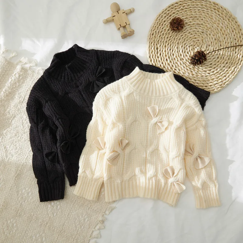 

Детский костюм для маленьких девочек, новинка 2020, осенне-зимний плотный свитер, вязаный топ с длинными рукавами, модная нижняя рубашка, женс...
