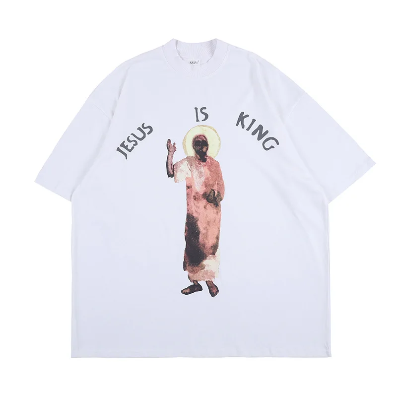 

Kanye West Jesus Is King Jesus Printed Women Men T shirts tees Hiphop Summer Men Oversized Cotton T shirt