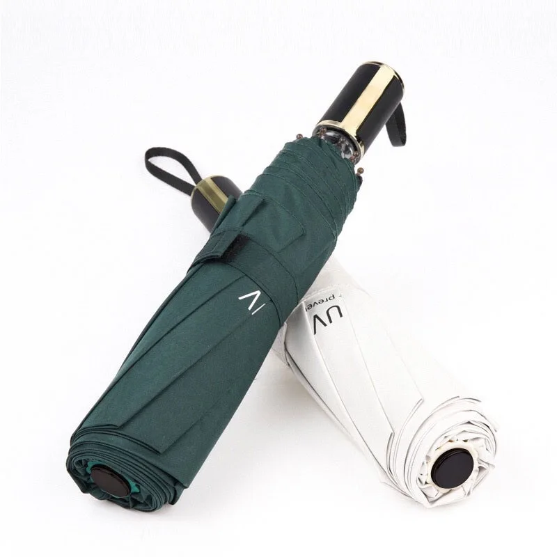 Японский зонтик женские три складной зонт женское черное покрытие УФ