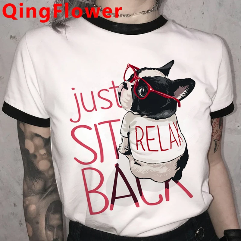 

French Bulldog clothes women couple clothes kawaii streetwear harajuku kawaii vintage tshirt summer top vintage white t shirt