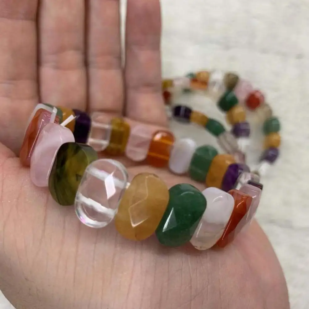 

mixed stone bracelet natural gemstone bracelet : green aventurine jade, rose quartz, amethyst , white rock quartz, red agate !