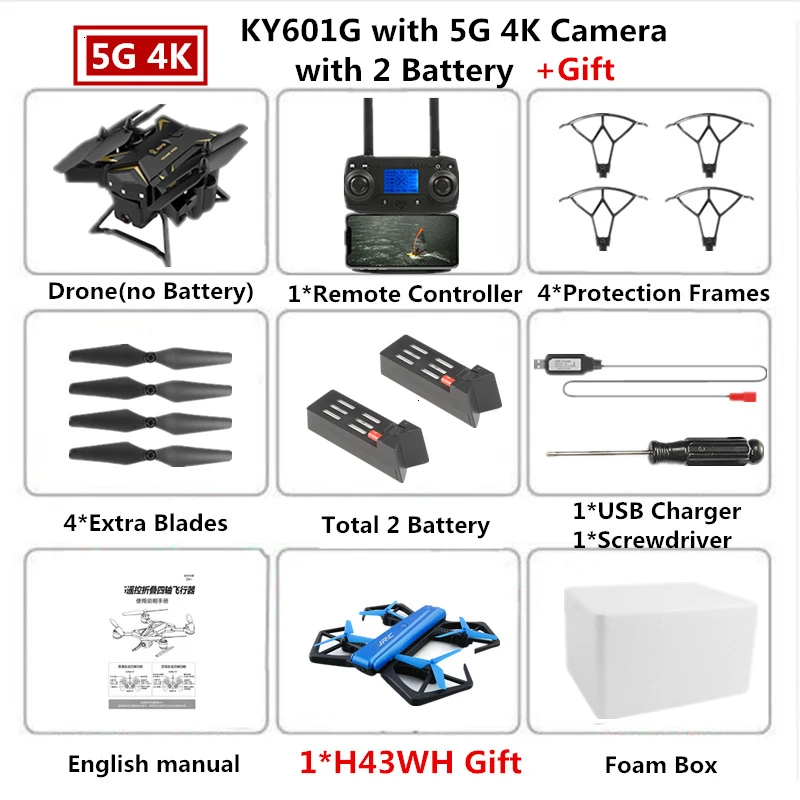 B2 4K Cam Foam Box Радиоуправляемый Дрон KY601G gps Квадрокоптер с 5G 4K HD камерой 2000 м Дистанция управления Pro селфи следуем за мной Квадрокоптер Fly 20 минут - Цвет: B2 4K Cam Foam Box